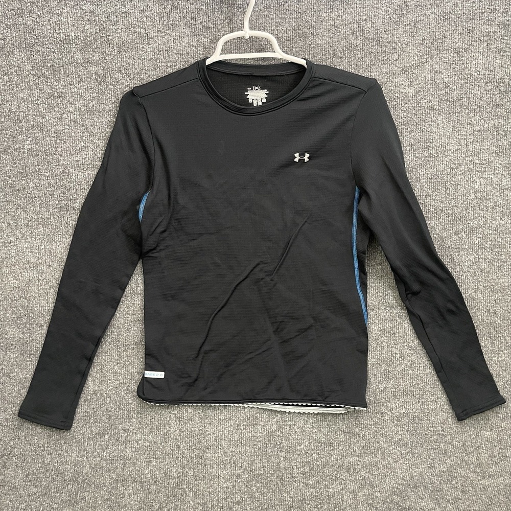 Under Armour Base 2.0 Shirt Women's Sz M Fitted Long Sleeve Crew Lace Trim Black